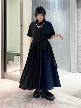 「HARE（ハレ）のネクタイネックレス(HARE)（ネックレス、ブラック系）」を使った、かのんさん（レディース・149cm）の夏コーディネート