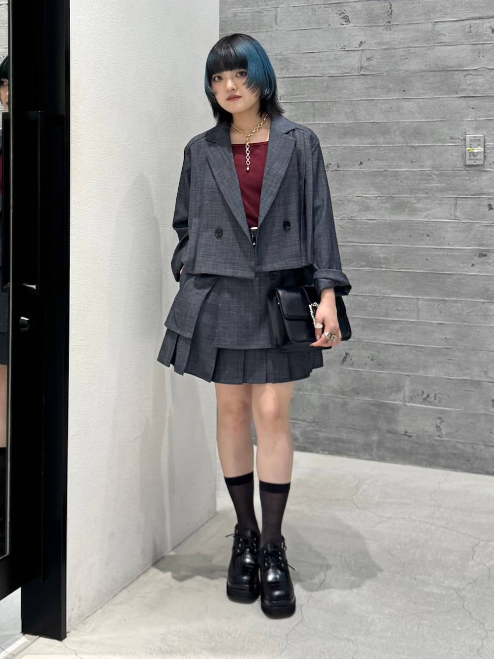 セットアップ 灰色 スカート GRL グレイル フリージア ラメツイード