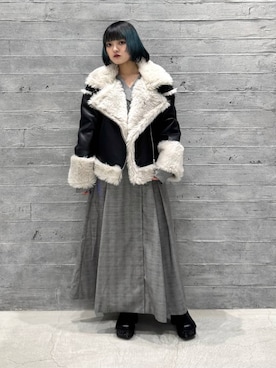 「アイテム（ムートンコート）」を使った、かのんさん（レディース・149cm）の秋コーディネート