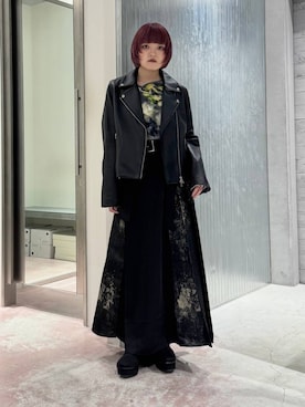 「HARE（ハレ）のツイストデザインカットソー(HARE)（Tシャツ/カットソー、イエロー系）」を使った、かのんさん（レディース・149cm）の秋コーディネート
