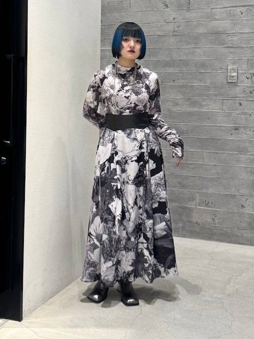 フラワーバックレースアップハイウエストスカート(HARE)（スカート