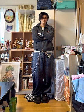 「Chikashitsu +（チカシツプラス）のアイテム」を使った、内緒の一郎さん（メンズ・167cm）の冬コーディネート