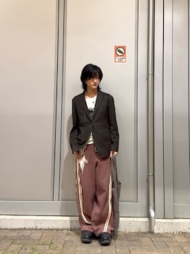 「GRANCY（グランシー）のアイテム（パンツ）」を使った、内緒の一郎さん（メンズ・167cm）の春コーディネート