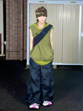 パンツ GRANCYButton Layered Design Nylon Pants GRANCY】Button Layered Design Nylon Pants / ボタンレイヤード