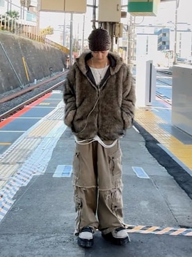 「アイテム（その他アウター）」を使った、内緒の一郎さん（メンズ・167cm・20代）の冬コーディネート