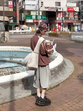 「GRANCY（グランシー）の【GRANCY】Zipdesign Schroedinger Track Jacket / ジップデザインシュレディンガートラックジャケット（ジャージ、ブラウン系）」を使った、内緒の一郎さん（メンズ・167cm）の夏コーディネート