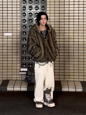 「OY（オーワイ）のアイテム」を使った、内緒の一郎さん（メンズ・167cm）の冬コーディネート