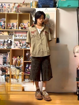 「GRANCY（グランシー）のアイテム」を使った、内緒の一郎さん（メンズ・167cm）の夏コーディネート