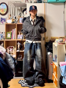 「アイテム（ノーカラージャケット）」を使った、内緒の一郎さん（メンズ・167cm）の冬コーディネート