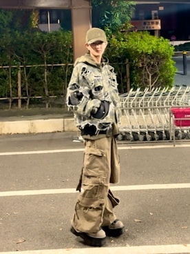 「アイテム（ナイロンジャケット）」を使った、内緒の一郎さん（メンズ・167cm）の冬コーディネート