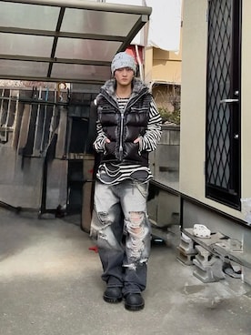 「GRANCY（グランシー）のアイテム」を使った、内緒の一郎さん（メンズ・167cm）の冬コーディネート