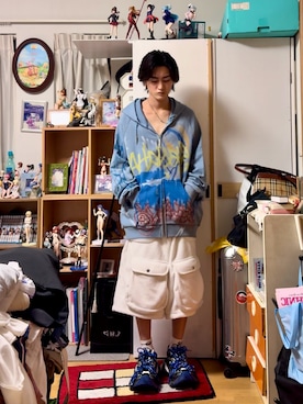 「アイテム（パーカー）」を使った、内緒の一郎さん（メンズ・167cm）の秋コーディネート