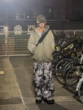 「アイテム（ナイロンジャケット）」を使った、内緒の一郎さん（メンズ・167cm・20代）の冬コーディネート