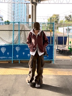 「アイテム（ジャージ）」を使った、サマーの潮さん（メンズ・167cm）の秋コーディネート