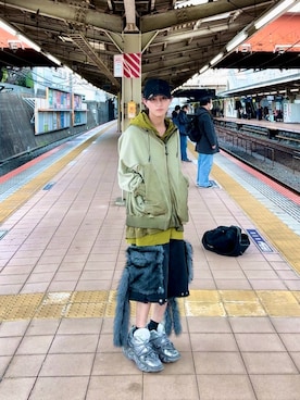 「アイテム（ナイロンジャケット）」を使った、内緒の一郎さん（メンズ・167cm・20代）の冬コーディネート