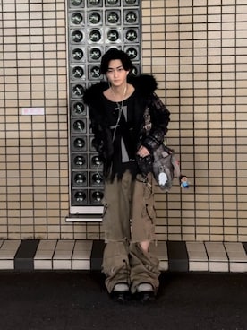 「アイテム（カーゴパンツ）」を使った、サマーの潮さん（メンズ・167cm）の秋コーディネート