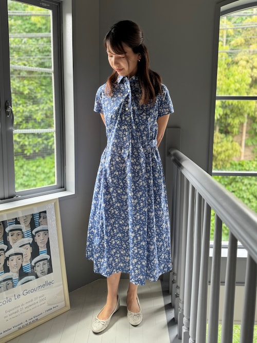 美品 マリンフランセーズ リバティ デイジー柄 長袖 ワンピース