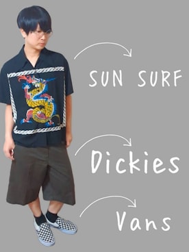 「SUN SURF（サンサーフ）のアイテム」を使った、Keiさん（メンズ・165cm）の夏コーディネート