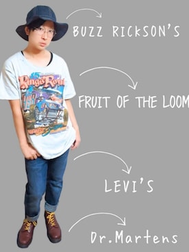 「Buzz Rickson's（バズリクソンズ）のアイテム」を使った、Keiさん（メンズ・165cm）の夏コーディネート