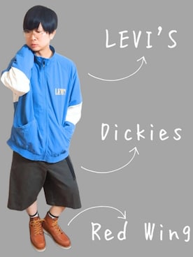 「Dickies（ディッキーズ）のDickies　ハーフパンツ　Mグレー（チノパンツ、グレー系）」を使った、Keiさん（メンズ・165cm）の夏コーディネート