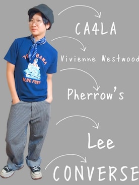 「Pherrow's（フェローズ）のアイテム」を使った、Keiさん（メンズ・165cm）の夏コーディネート