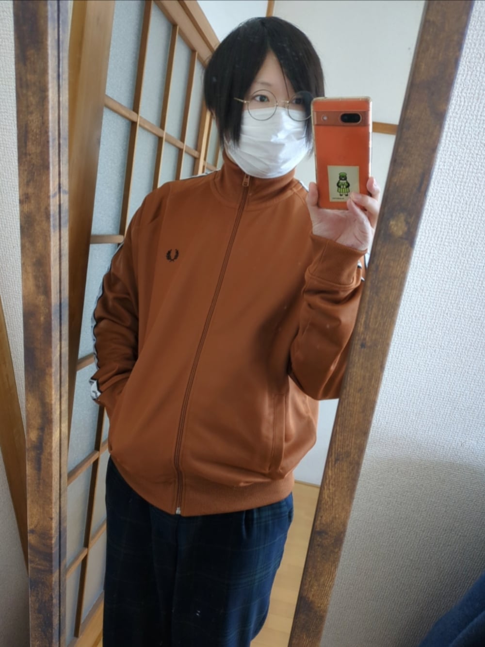 レアカラー フレッドペリー☆S～M☆オレンジ☆トラックジャケット