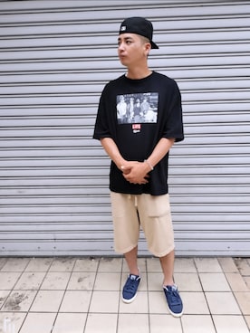 「GAP（ギャップ）のアイテム（スウェットパンツ）」を使った、飯尾翔馬さん（メンズ・178cm）の夏コーディネート