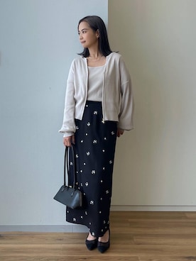 「アイテム（カーディガン/ボレロ）」を使った、maikoko5さん（レディース・158cm・40代）の夏コーディネート
