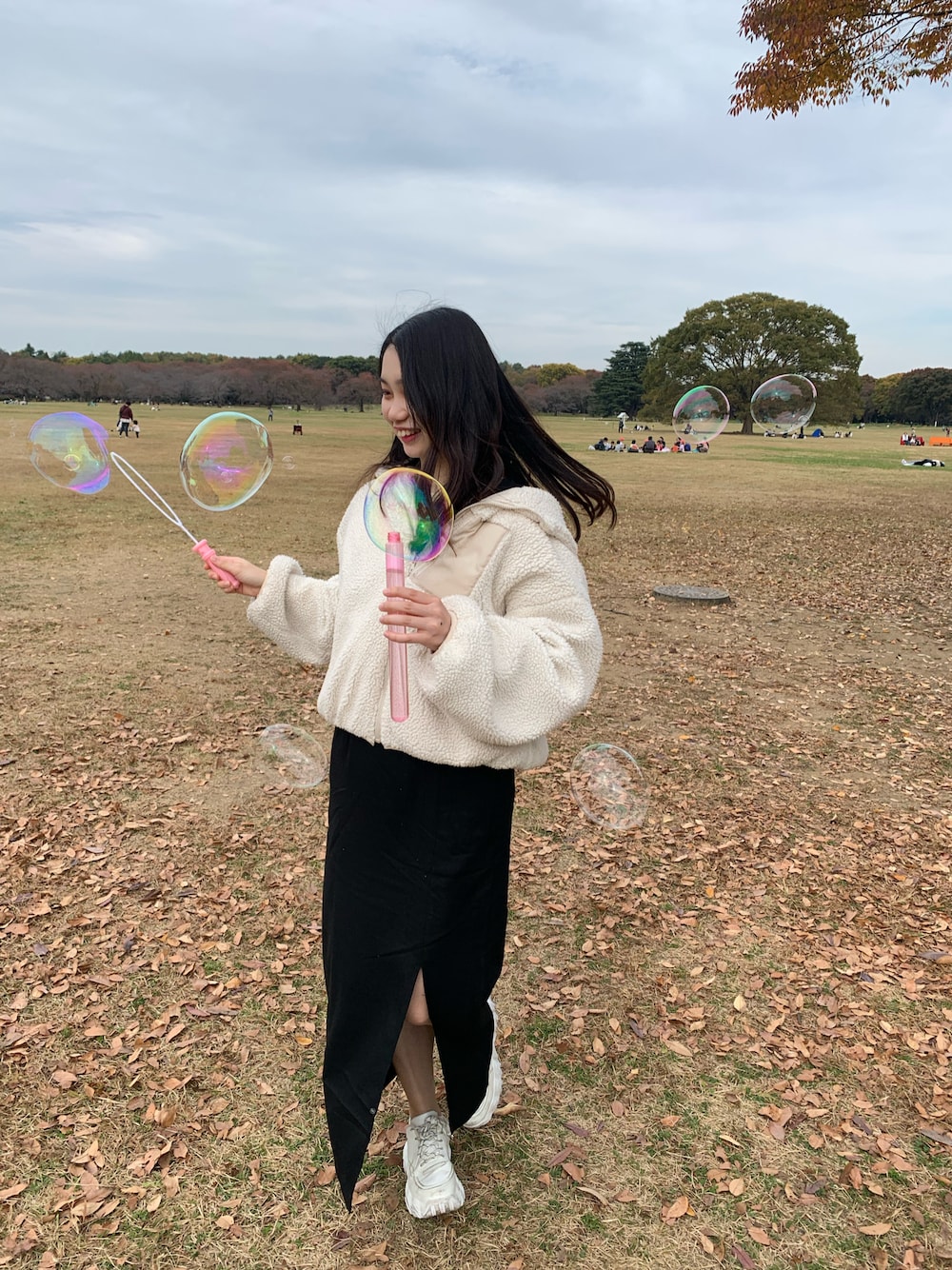 「RAY CASSINのフード付きボアブルゾン（ブルゾン、ホワイト系）」を使った、s0a3a2a8chanさん（レディース・158cm）の秋コーディネートの1枚目の写真