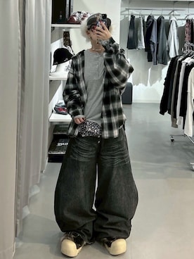 「Chikashitsu +（チカシツプラス）のアイテム」を使った、Never mind the XU / Chikashitsu+さん（メンズ・165cm）の冬コーディネート