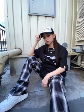 「REGION（リージョン）のアイテム」を使った、Never mind the XU / Chikashitsu+さん（レディース・155cm）の夏コーディネート