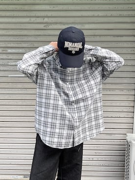 「NOMANUAL（NOMANUAL）のアイテム（帽子）」を使った、Never mind the XU / Chikashitsu+さん（メンズ・171cm）の秋コーディネート