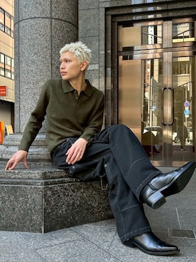 「Chikashitsu +（チカシツプラス）のアイテム（パンツ）」を使った、Never mind the XU / Chikashitsu+さん（メンズ・185cm）の春コーディネート