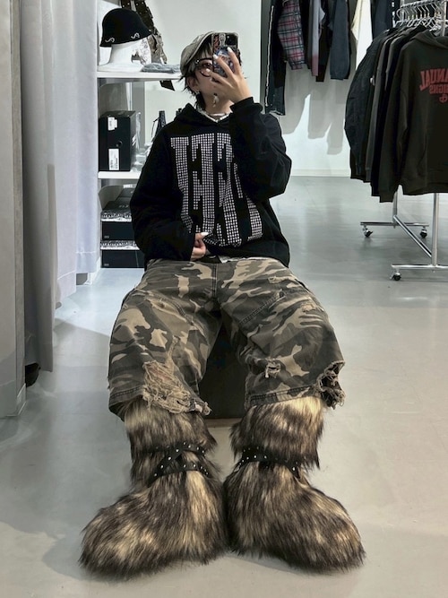 Never mind the XU】belt fur boots / 【ネバーマインド ザ エックス