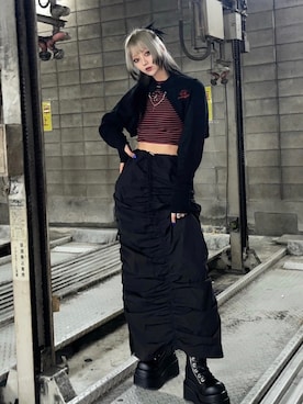 「ROSEAPPLE STUDIO（ローズアップルスタジオ）のアイテム」を使った、Never mind the XU / Chikashitsu+さん（レディース・163cm）の冬コーディネート