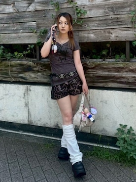 「アイテム（レッグウォーマー）」を使った、Never mind the XU / Chikashitsu+さん（レディース・154cm）の夏コーディネート