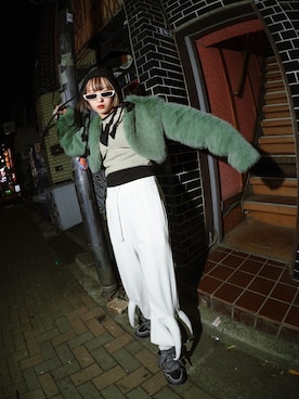 「SURGERY（サージェリー）のアイテム（帽子）」を使った、Never mind the XU / Chikashitsu+さん（レディース・163cm）の冬コーディネート