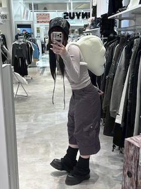 「アイテム（レッグウォーマー）」を使った、Never mind the XU / Chikashitsu+さん（レディース・162cm）の秋コーディネート
