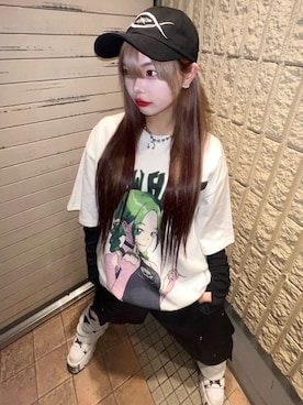 「韓国コーデ」｜「アイテム（カーゴパンツ）」を使った、Never mind the XU / Chikashitsu+さん（レディース・153cm）の夏コーディネート