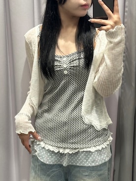 「アイテム（チュニック）」を使った、Never mind the XU / Chikashitsu+さん（レディース・157cm）の夏コーディネート