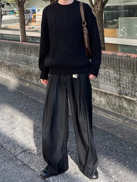 「Chikashitsu +（チカシツプラス）のアイテム（ニット/セーター）」を使った、Never mind the XU / Chikashitsu+さん（メンズ・176cm）の冬コーディネート