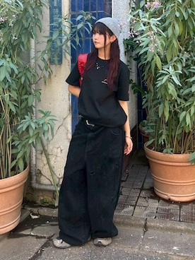 「アイテム（ニットキャップ/ビーニー）」を使った、Never mind the XU / Chikashitsu+さん（レディース・165cm）の夏コーディネート