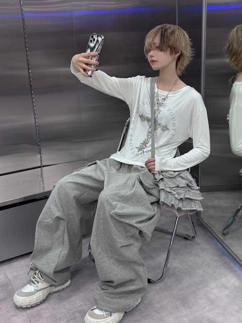 Never mind the XU】cross print longsleeve tee / 【ネバー