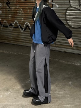 「NOMANUAL（NOMANUAL）のアイテム」を使った、Never mind the XU / Chikashitsu+さん（メンズ・179cm）の秋コーディネート