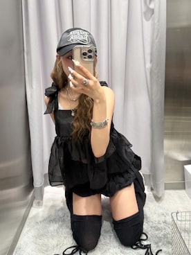 「アイテム（チュニック）」を使った、Never mind the XU / Chikashitsu+さん（レディース・153cm）の秋コーディネート