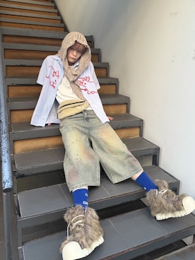 「アイテム（ブーツ）」を使った、Never mind the XU / Chikashitsu+さん（メンズ・176cm）の夏コーディネート