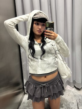 「アイテム（ハンチング/ベレー帽）」を使った、Never mind the XU / Chikashitsu+さん（レディース・165cm）の秋コーディネート