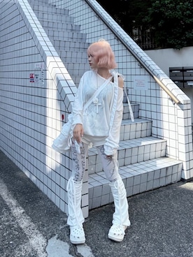 「アイテム（レッグウォーマー）」を使った、Never mind the XU / Chikashitsu+さん（レディース・151cm）の冬コーディネート