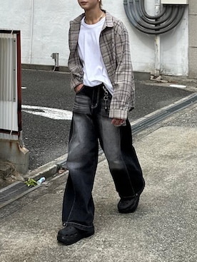 「Never mind the XU / Chikashitsu+（ネバーマインド ザ エックスユー / チカシツプラス）のアイテム」を使った、Never mind the XU / Chikashitsu+さん（メンズ・177cm）の秋コーディネート