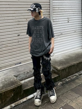 「Chikashitsu +（チカシツプラス）のアイテム」を使った、Never mind the XU / Chikashitsu+さん（メンズ・164cm）の夏コーディネート